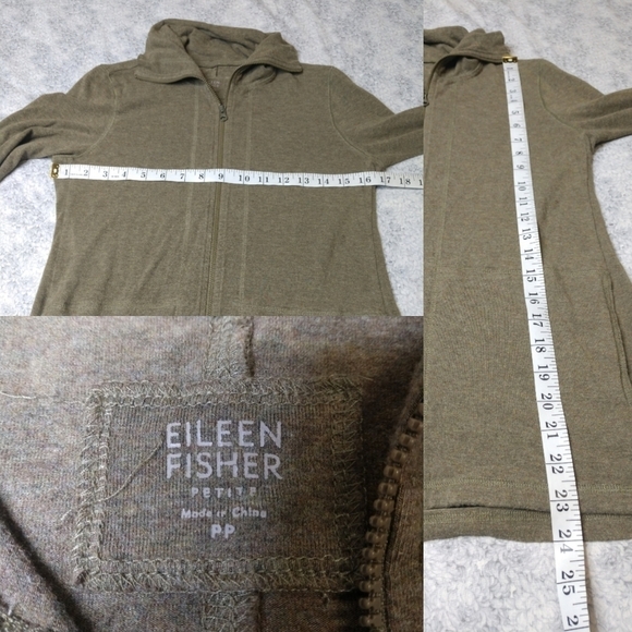 Eileen Fisher green stretch zip up size SP - Picture 5 of 5